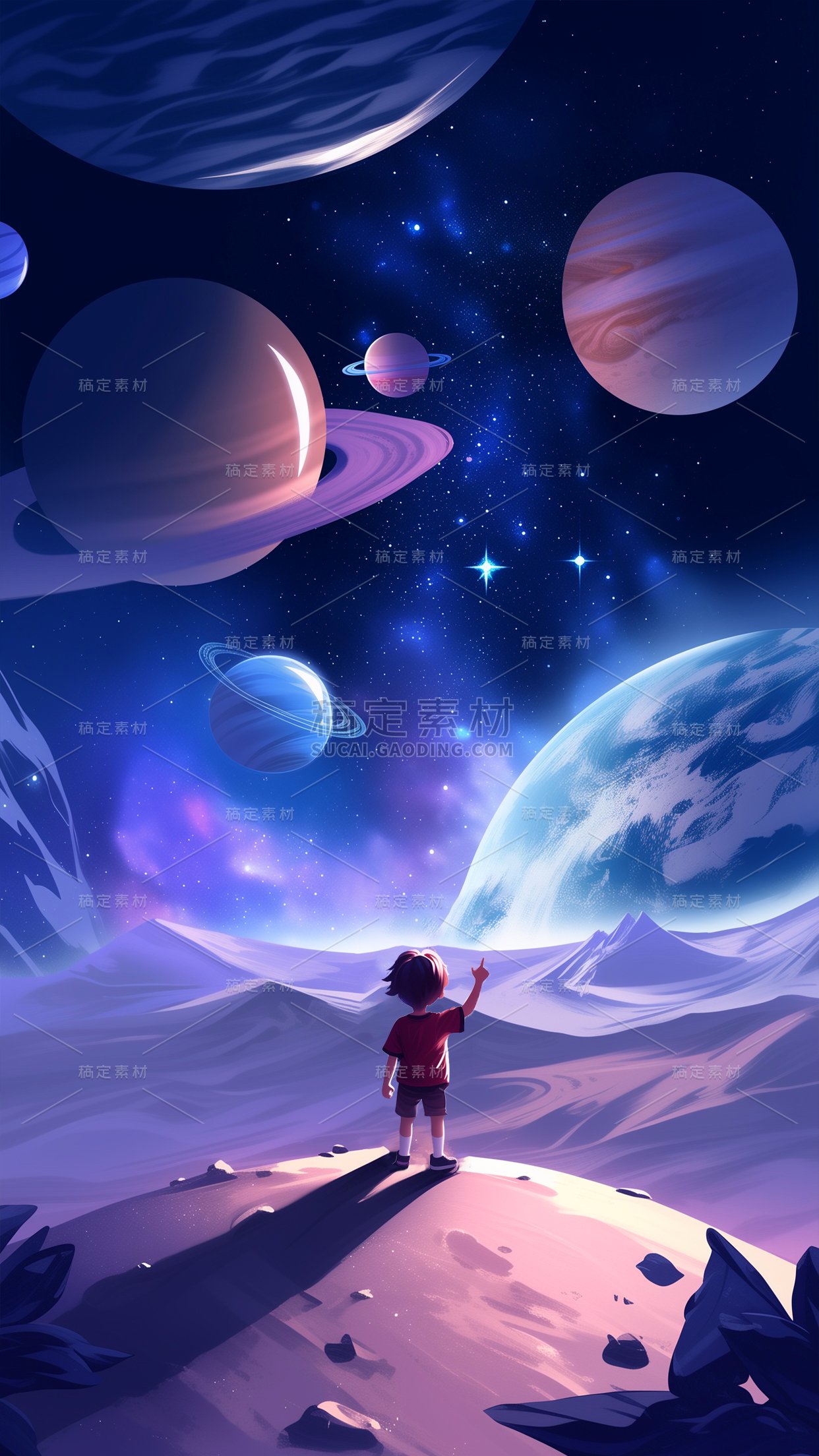 宇宙系列卡通手绘人物宇宙图片