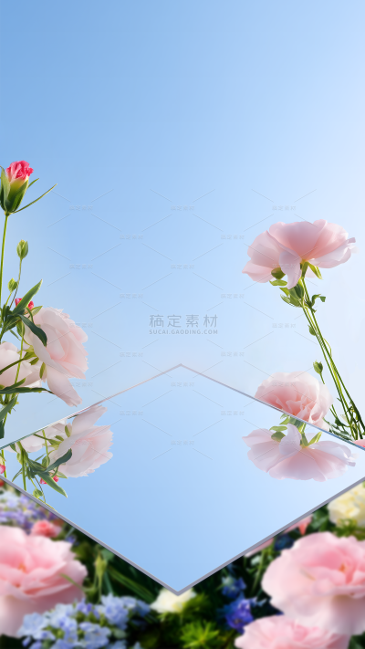常规背景系列春日感花朵镜子渐变背景