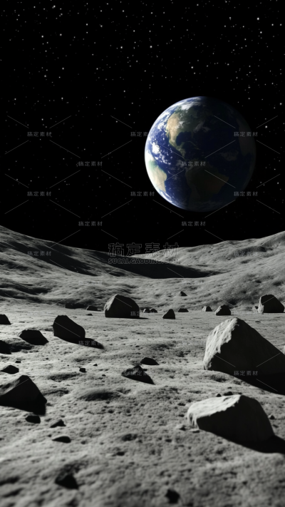 宇宙系列特写月球表面+地球