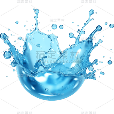 蓝色水花元素