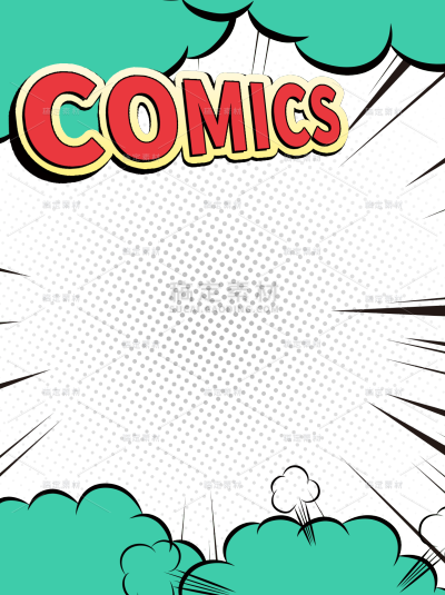 常规漫画页边框英文字贴纸元素素材