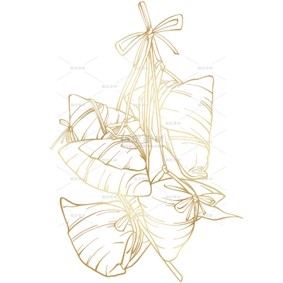 端午节简约线条包粽子示意图插画元素