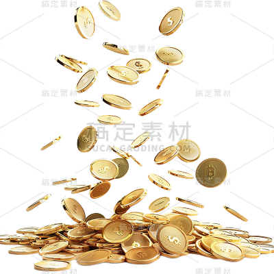促销通用金币堆3D金币山元素素材