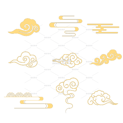 中国风矢量线性金色祥云元素组合