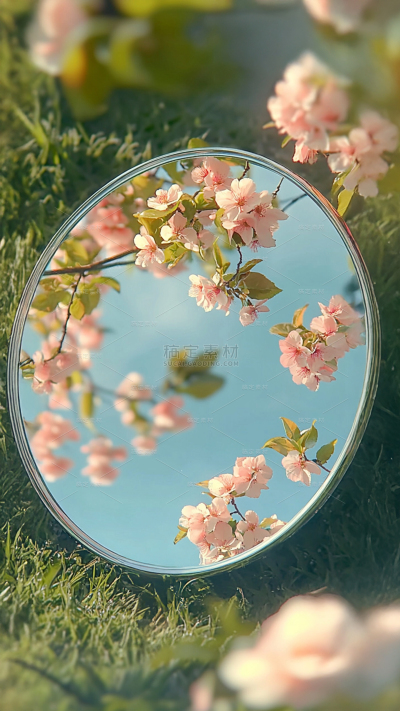 立春&春天实景感花朵镜子组合背景