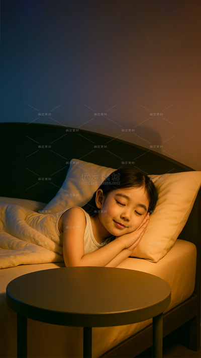 常规人物系列写实感夜晚孩子睡觉背景