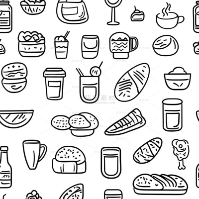 美食系列插画风黑色食物线稿组合（td）