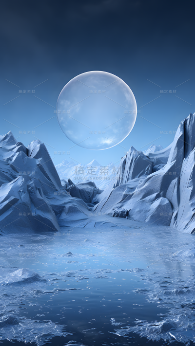 小雪节气冬季冬天通用冰山冰川雪山雪地虚拟场景背景