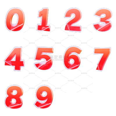 促销系列毛玻璃立体数字标签