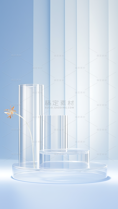 电商通用活动促销玻璃几何展台背景