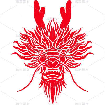 春节龙年新年过年新春除夕中国风中式剪纸风龙头元素素材