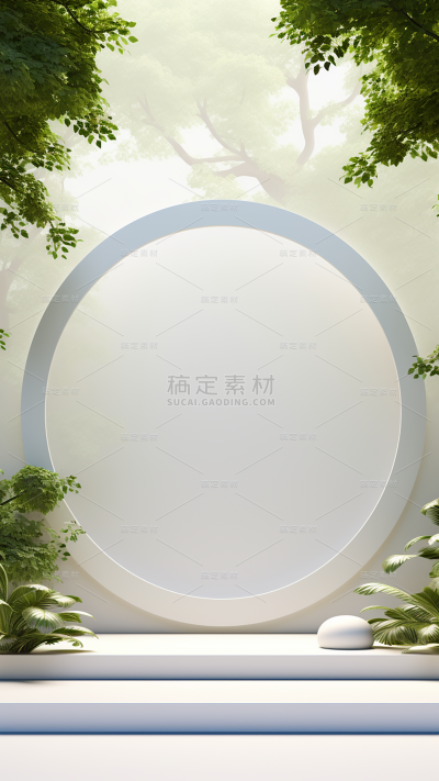 通用电商简约风绿植植物静态场景背景