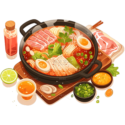美食手绘风炖煮菜肴