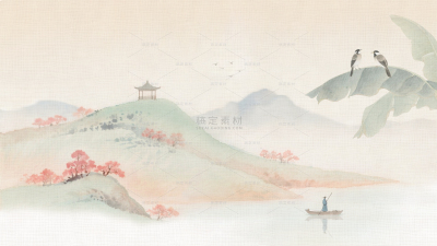 背景系列水墨风彩色山水花卉背景
