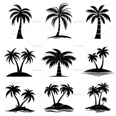 矢量扁平通用椰子树图标元素贴纸免扣png