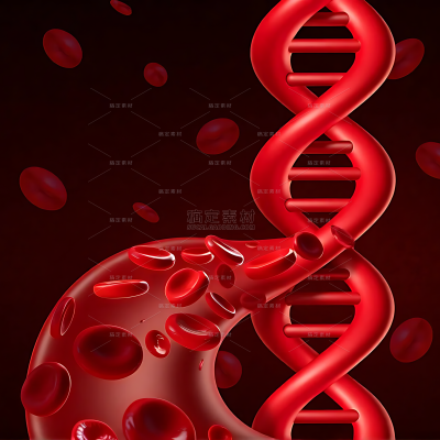 医疗系列插画风红色血细胞DNA图片（td）