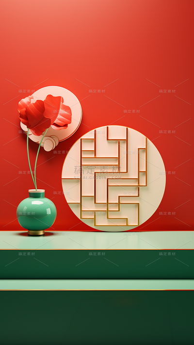 3D三维立体国潮背景
