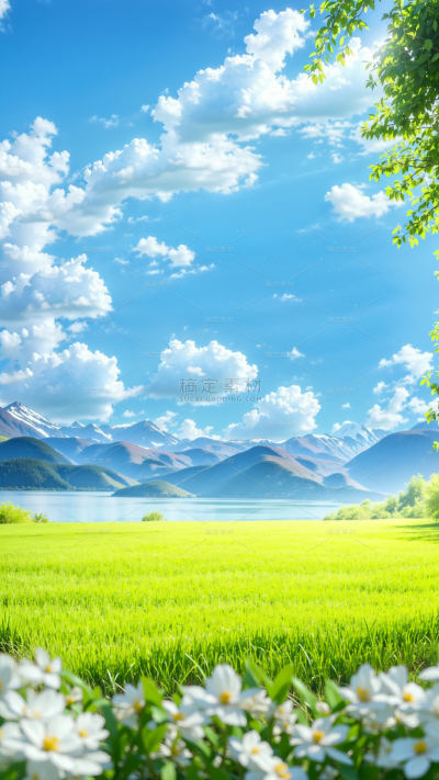 风光系列实景蓝天草地场景背景
