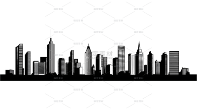 建筑系列通用矢量纯色城市建筑群