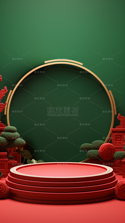 3D三维立体国潮背景