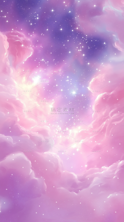 风光系列梦幻感粉紫色星云背景