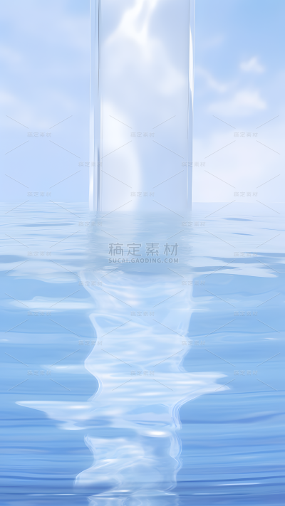 通用电商简约透明玻璃感水面展台场景背景