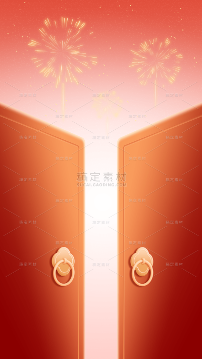 开门红喜庆感国风大门透光渐变背景