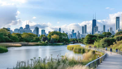 建筑系列通用实景湖边公园背景素材