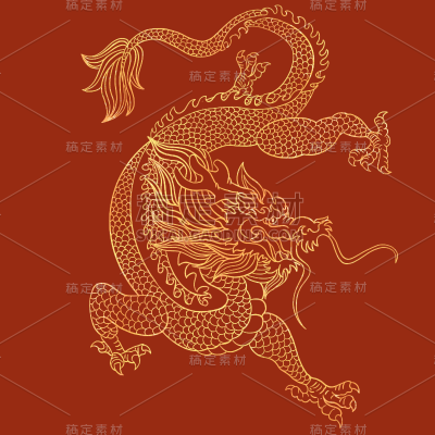春节新年龙年新春过年除夕金色线条中国风龙元素龙纹