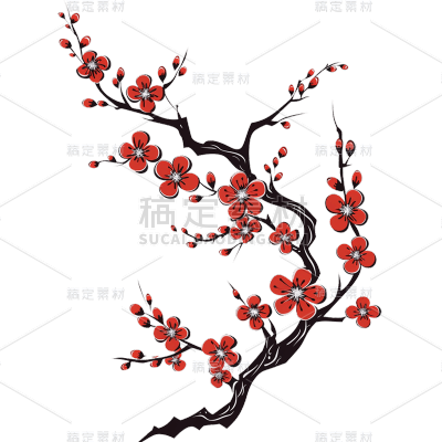 中国风红色梅花