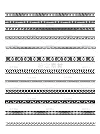 中式几何花纹元素 贴纸