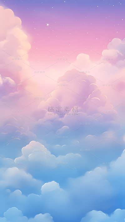 通用插画梦幻感云彩天空风景场景背景图片