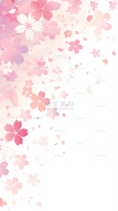 植物樱花插画花瓣背景场景图片素材