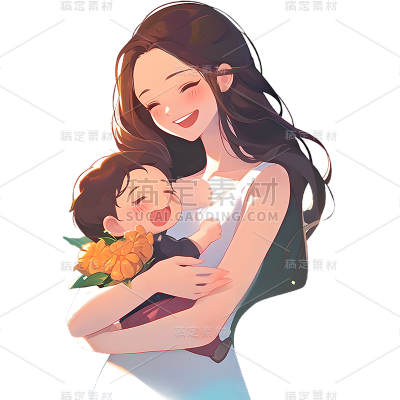 母亲节通用治愈温情母子人物元素素材