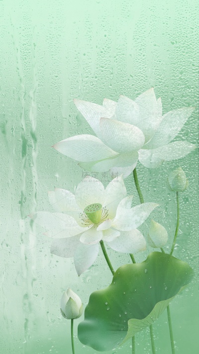 夏至实景光感荷花水珠背景
