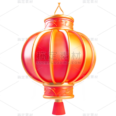 3D风红色灯笼贴纸