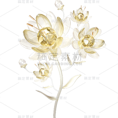 特效通用水晶流体花朵元素素材