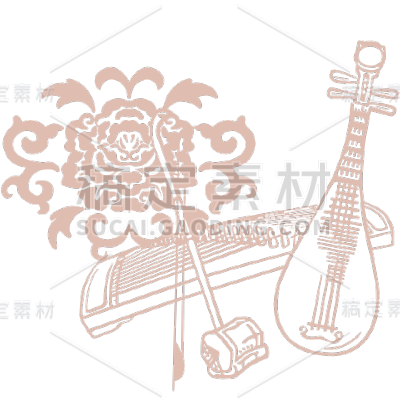 常规内容-中国风系列古筝琵琶花朵元素