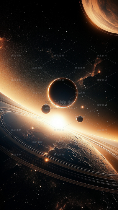 宇宙系列发光星球轮廓+多个星球