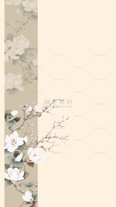 中国风通用古风花朵宣纸国画背景图片素材