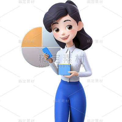 通用3D立体银行保险销售金融人物贴纸