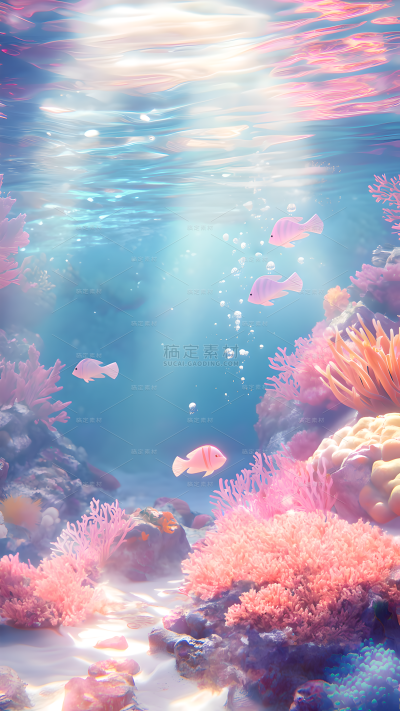 夏天光影感虚拟自然海底场景