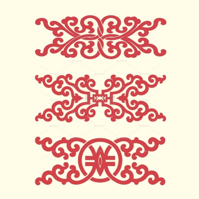 中国风系列插画风红色喜庆装饰花纹（td）