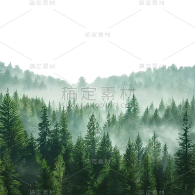 风光系列绿色合成云雾山林通用元素素材
