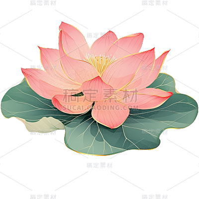 植物通用国潮单朵莲花元素素材