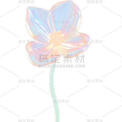 通用玻璃质感立体3D花朵花卉免抠元素