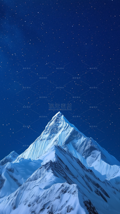 风光系列写实星空下的雪山背景