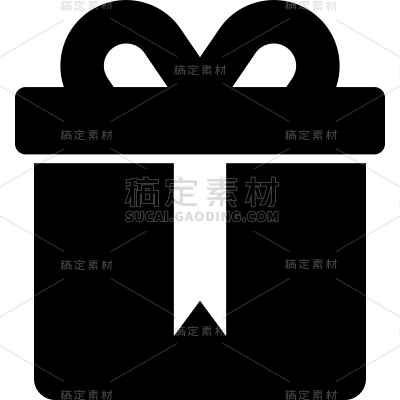 礼物盒元素简洁线条黑白贴纸