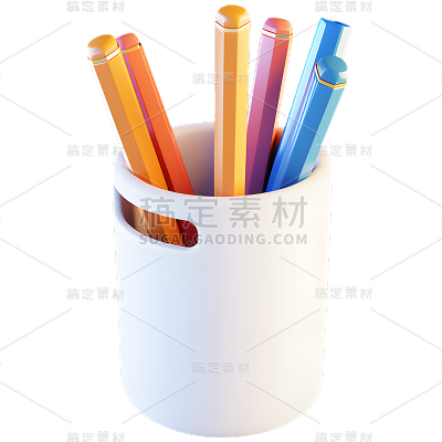 教育儿童立体3D笔筒铅笔文具元素