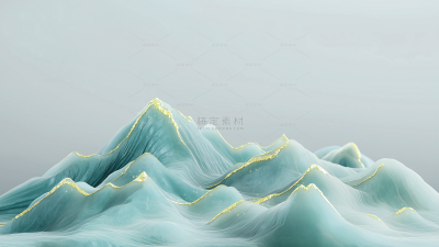 风光系列国风青色鎏金山水背景
